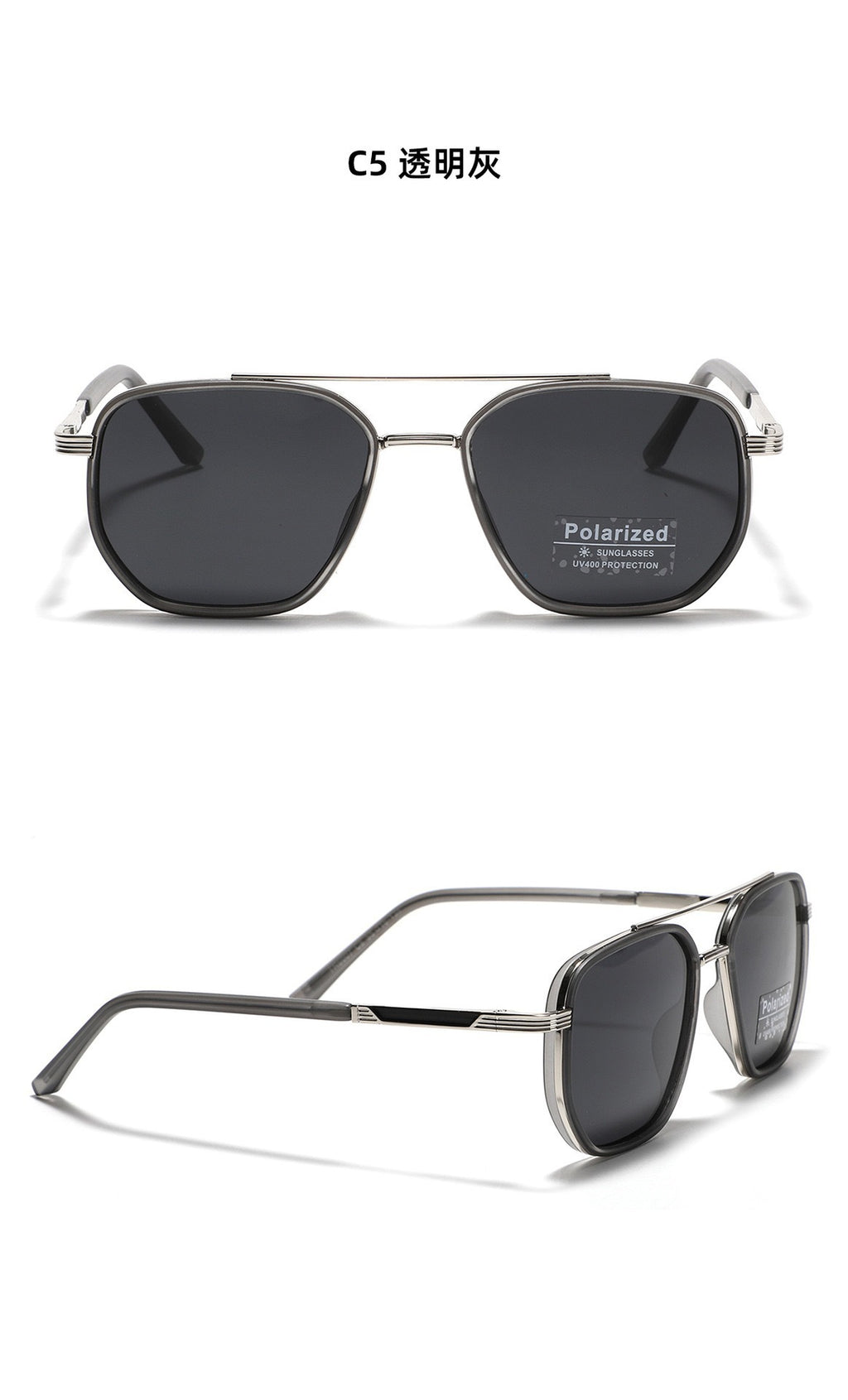 Semi-Metal Large Square Frame Sunglasses for Men Tr90 Polarized Glasses 2025 New Fashion Retro Sunglasses for Women Factory Direct Sales