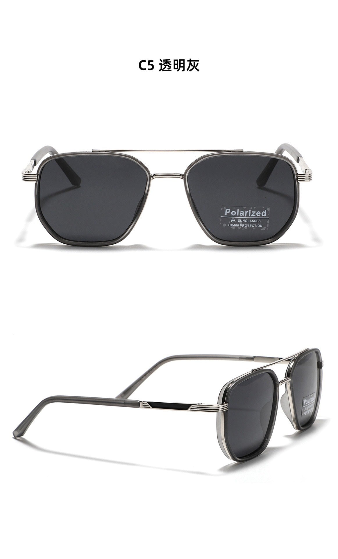 Semi-Metal Large Square Frame Sunglasses for Men Tr90 Polarized Glasses 2025 New Fashion Retro Sunglasses for Women Factory Direct Sales