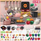 [Cross-border Exclusive] Simulation Kitchenette Cooking Kitchenware suit Fruit Chicing Music Cooking Induction Cooker to play house