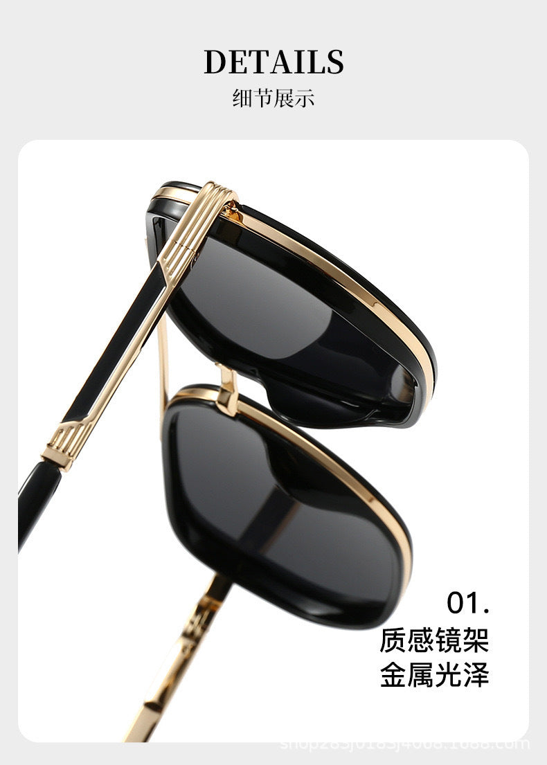 Semi-Metal Large Square Frame Sunglasses for Men Tr90 Polarized Glasses 2025 New Fashion Retro Sunglasses for Women Factory Direct Sales