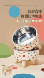 Pet Bowl Anti-overturning Cat Bowl Pet Stainless Steel Dog Bowl Cat Neck Protection High Foot Bowl Dog Food Utensils Cross-border New