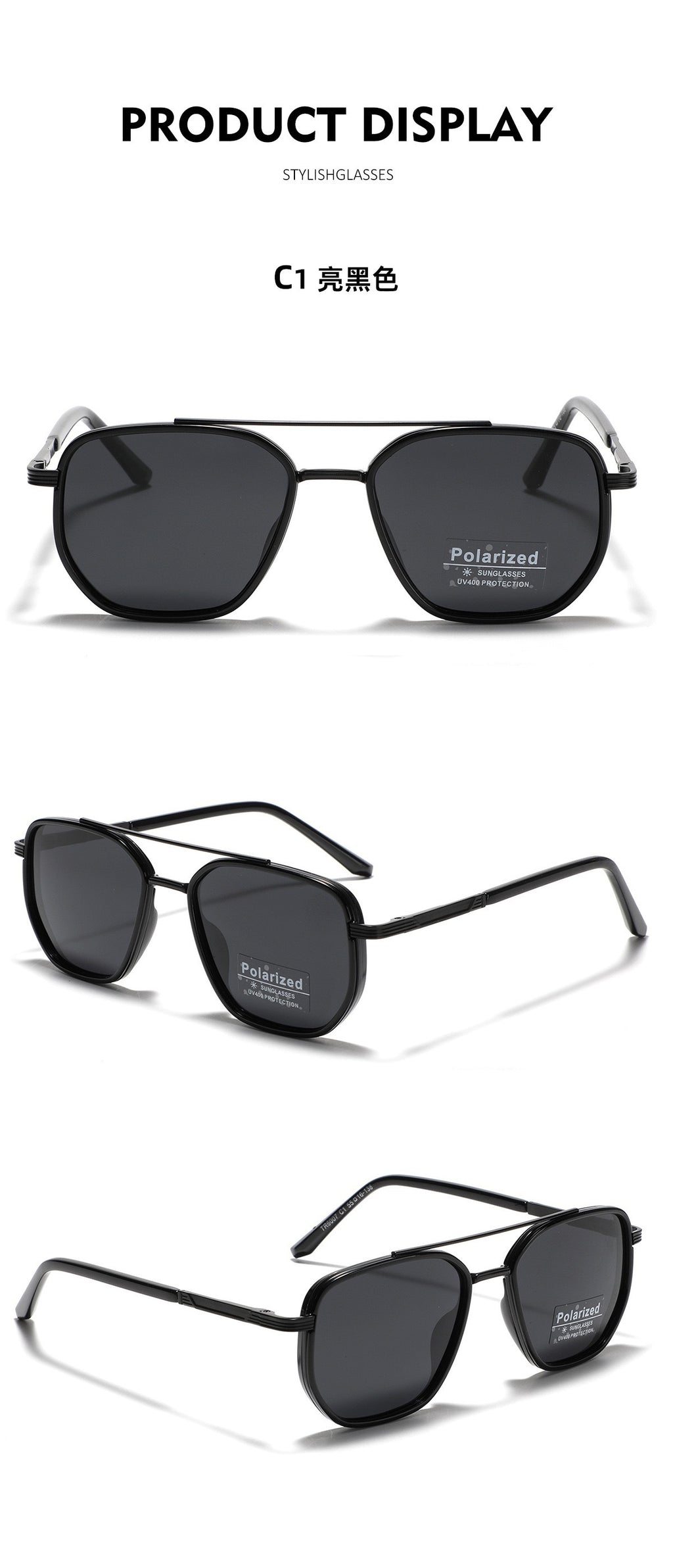 Semi-Metal Large Square Frame Sunglasses for Men Tr90 Polarized Glasses 2025 New Fashion Retro Sunglasses for Women Factory Direct Sales