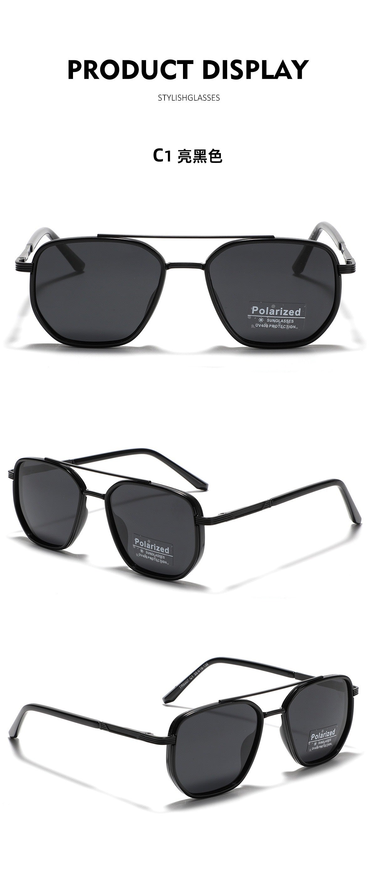 Semi-Metal Large Square Frame Sunglasses for Men Tr90 Polarized Glasses 2025 New Fashion Retro Sunglasses for Women Factory Direct Sales