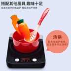 [Cross-border Exclusive] Simulation Kitchenette Cooking Kitchenware suit Fruit Chicing Music Cooking Induction Cooker to play house
