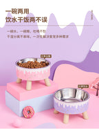 Pet Bowl Anti-overturning Cat Bowl Pet Stainless Steel Dog Bowl Cat Neck Protection High Foot Bowl Dog Food Utensils Cross-border New