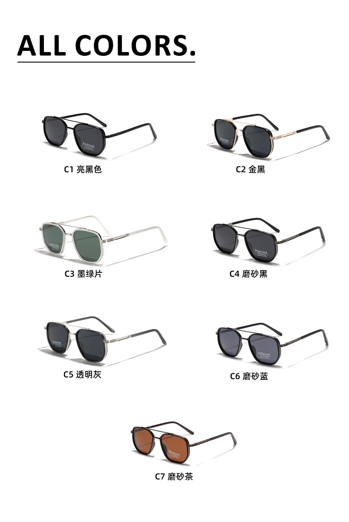 Semi-Metal Large Square Frame Sunglasses for Men Tr90 Polarized Glasses 2025 New Fashion Retro Sunglasses for Women Factory Direct Sales