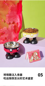 Pet stainless steel bowl non-slip large capacity dog bowl cat goblet bowl neck protection pet bowl anti-knock cat bowl new