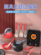 [Cross-border Exclusive] Simulation Kitchenette Cooking Kitchenware suit Fruit Chicing Music Cooking Induction Cooker to play house
