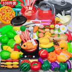 [Cross-border Exclusive] Simulation Kitchenette Cooking Kitchenware suit Fruit Chicing Music Cooking Induction Cooker to play house