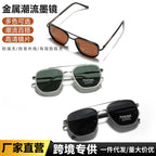 Semi-Metal Large Square Frame Sunglasses for Men Tr90 Polarized Glasses 2025 New Fashion Retro Sunglasses for Women Factory Direct Sales