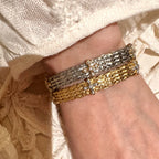 Bellux Italian hand woven cross bracelet s925 silver plated 18K gold synthetic zircon high-quality jewelry bangle