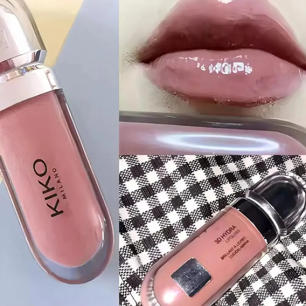 Kiko الأصلي ملمع شفاه مرآة ثلاثي الأبعاد مقاوم للماء وغير باهت وغير لاصق كوب بلون معجون الفول اللطيف بلمعة رقيقة وجاذبية باللون الأحمر