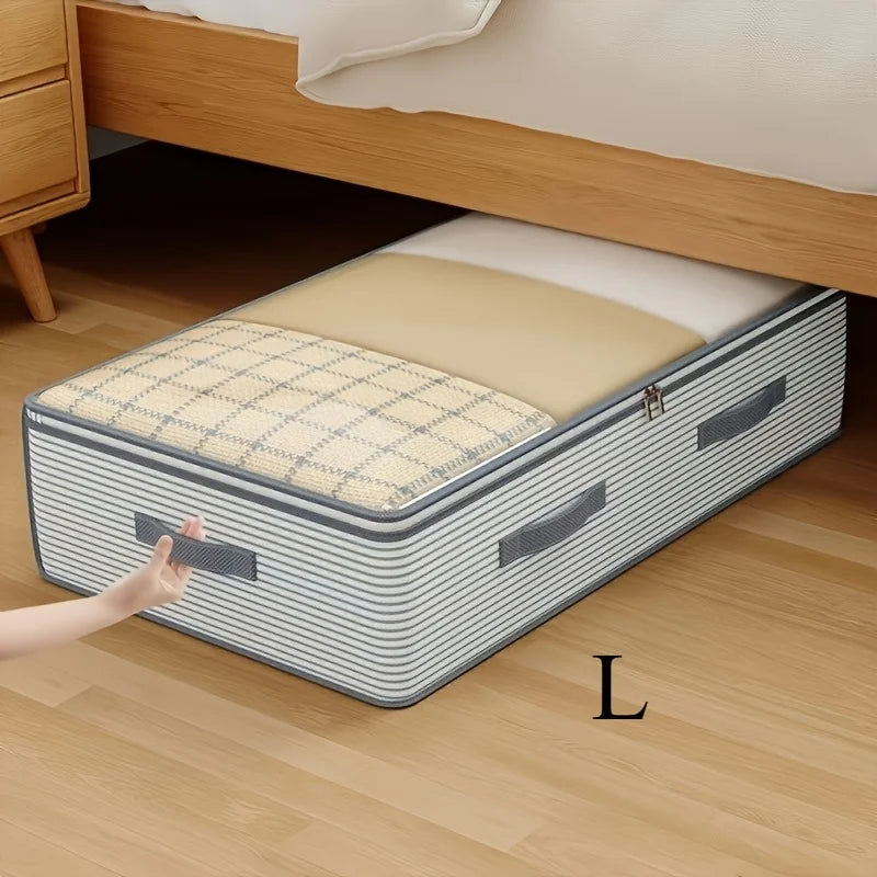 Large Storage Organizer Bag -Heavy-Duty Non-Woven Fabric with Clear Window, Multi-Layer Clothing Organizer for Closet, Under-Bed
