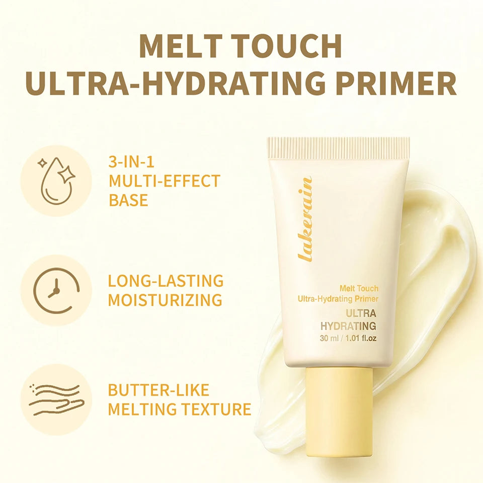 برايمر 3 في 1 Melt Touch Buttery Glow Makeup Base فائق الترطيب يدوم طويلاً يقلل المسام وينعم الخطوط الدقيقة ويفتح البشرة ويخفي العيوب