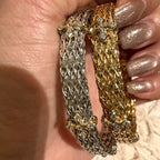 Bellux Italian hand woven cross bracelet s925 silver plated 18K gold synthetic zircon high-quality jewelry bangle