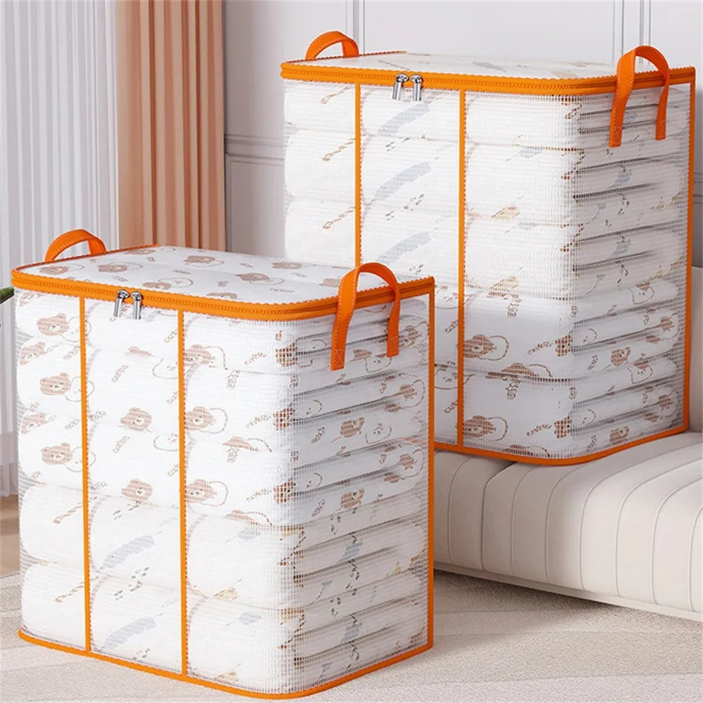 Extra Large Handle Storage Bag - Portable Clothing And Quilt Organizing Bag with Window, Durable Polyester Material, Suitable Fo