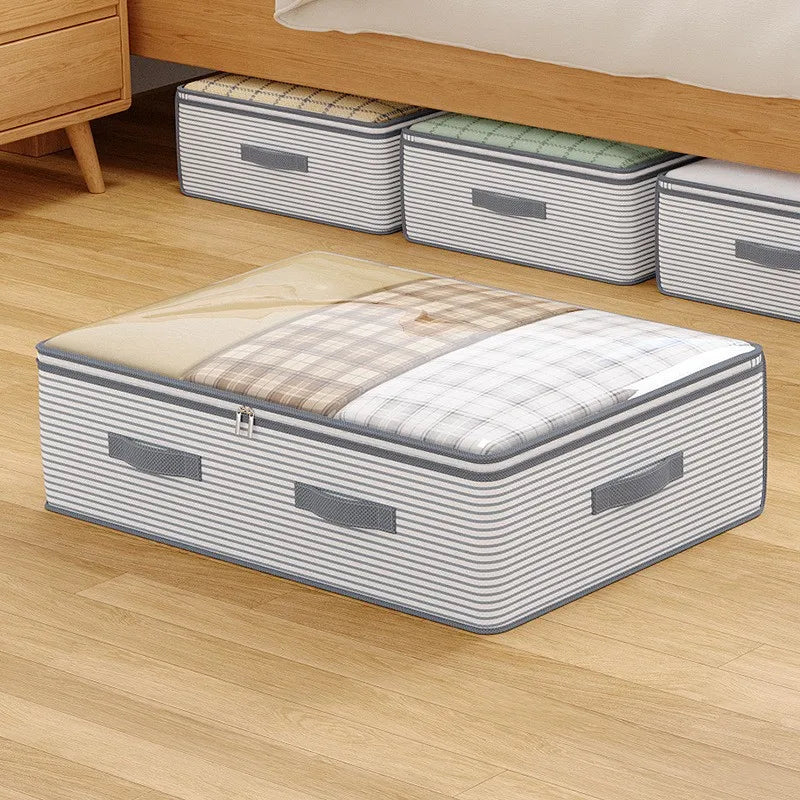 Large Storage Organizer Bag -Heavy-Duty Non-Woven Fabric with Clear Window, Multi-Layer Clothing Organizer for Closet, Under-Bed