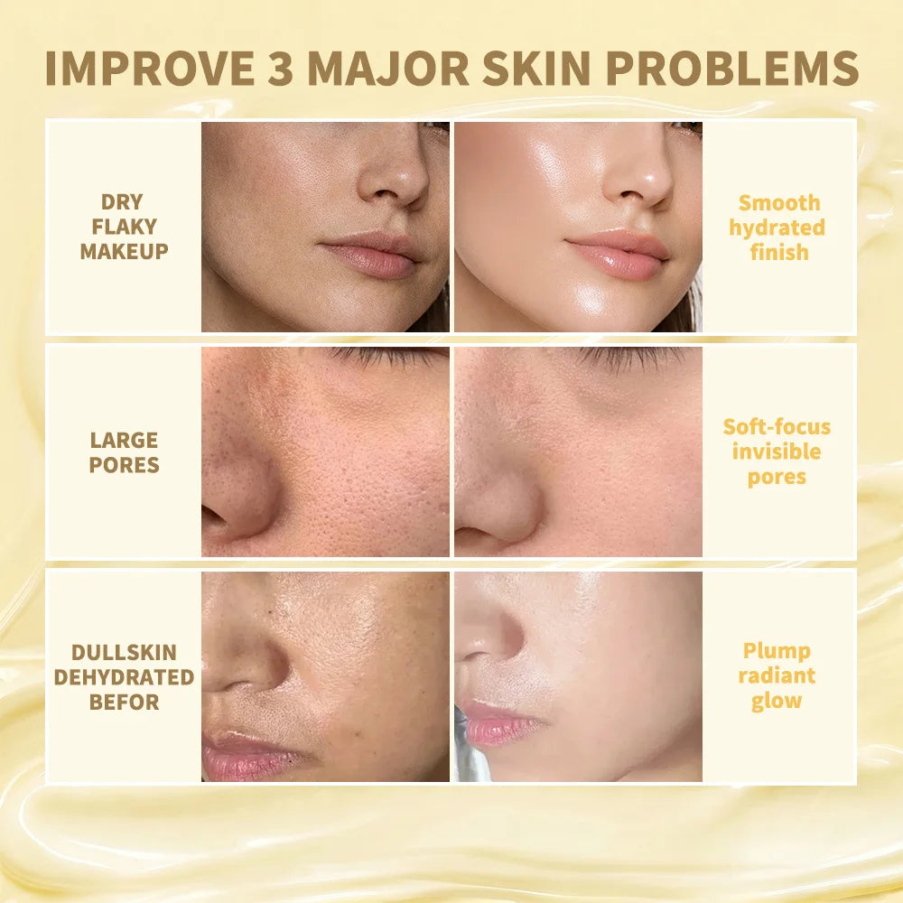 برايمر 3 في 1 Melt Touch Buttery Glow Makeup Base فائق الترطيب يدوم طويلاً يقلل المسام وينعم الخطوط الدقيقة ويفتح البشرة ويخفي العيوب