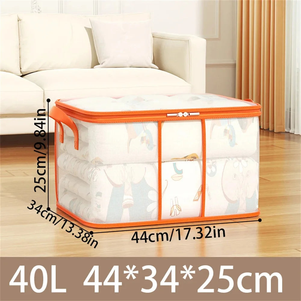 Extra Large Handle Storage Bag - Portable Clothing And Quilt Organizing Bag with Window, Durable Polyester Material, Suitable Fo