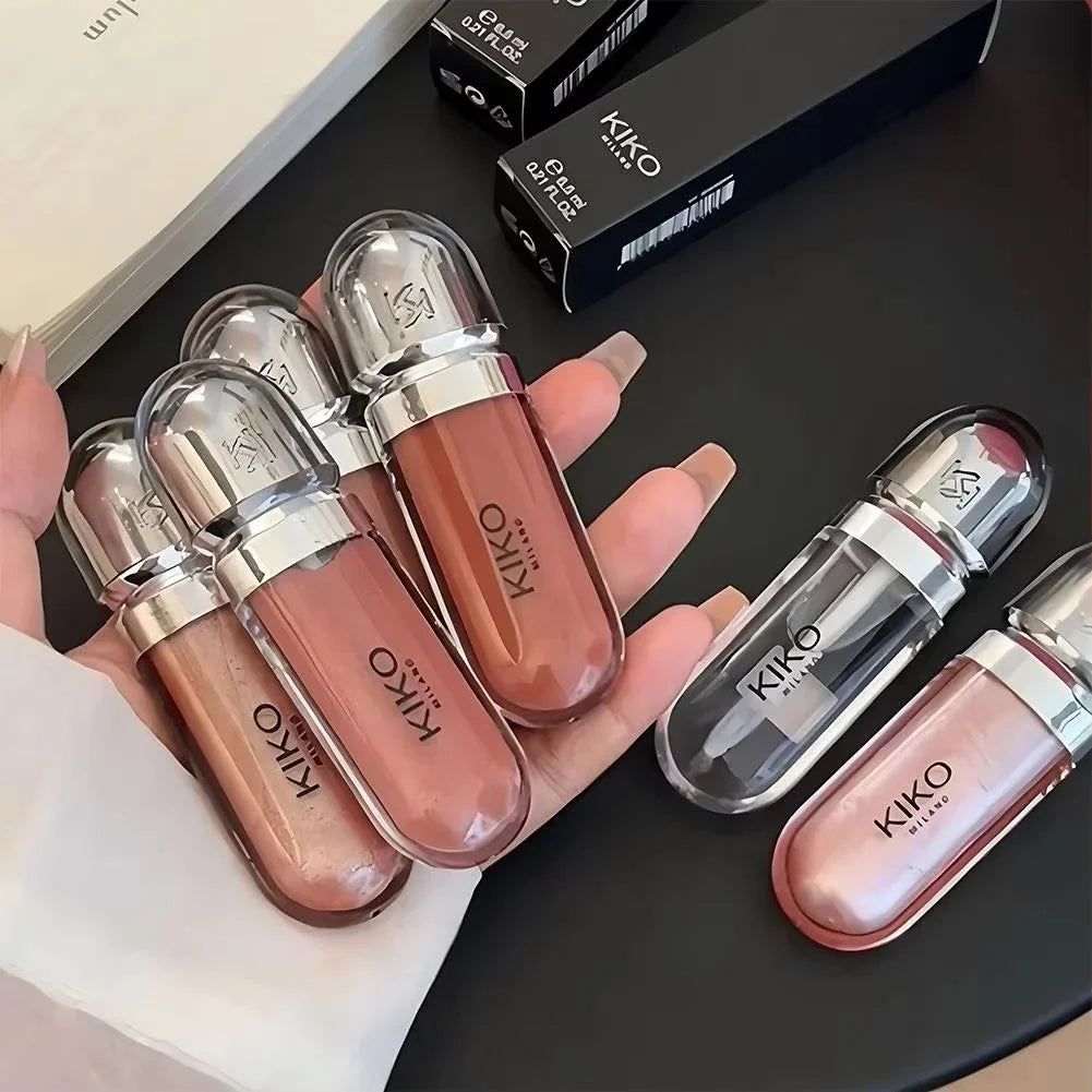 Kiko الأصلي ملمع شفاه مرآة ثلاثي الأبعاد مقاوم للماء وغير باهت وغير لاصق كوب بلون معجون الفول اللطيف بلمعة رقيقة وجاذبية باللون الأحمر