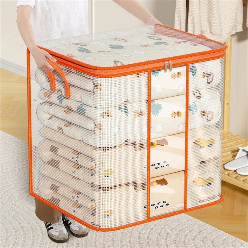 Extra Large Handle Storage Bag - Portable Clothing And Quilt Organizing Bag with Window, Durable Polyester Material, Suitable Fo