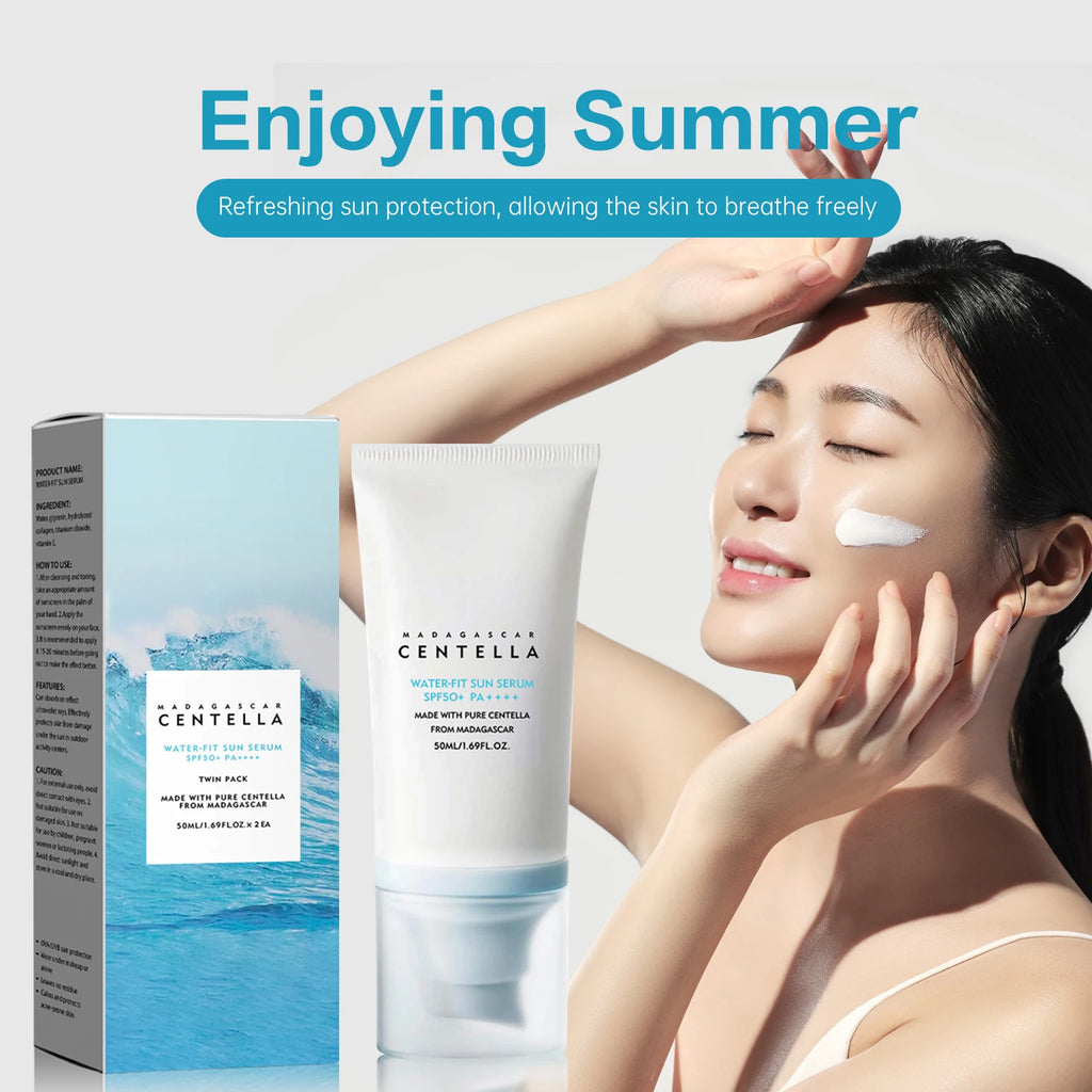 5 قطع كريم واقي شمس بعامل حماية SPF50+ سنتيلا، حماية قوية من الأشعة فوق البنفسجية، واقي شمس مائي للجسم والوجه، مرطب للعناية بالبشرة