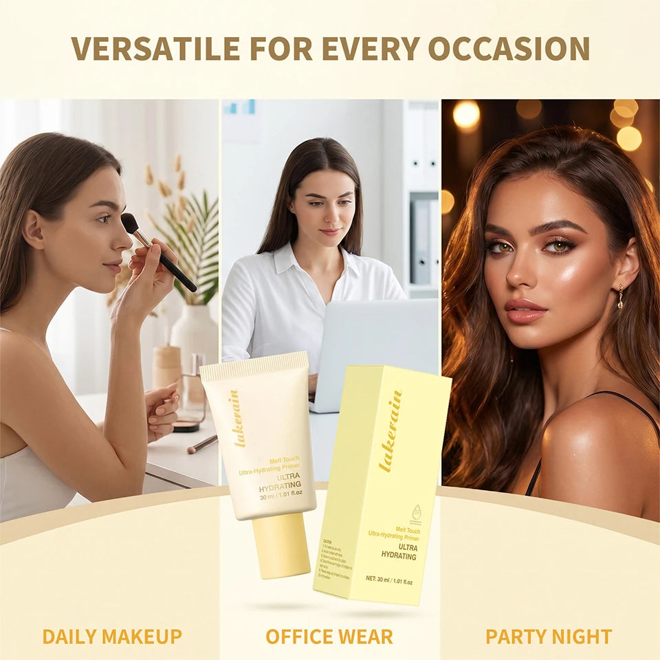برايمر 3 في 1 Melt Touch Buttery Glow Makeup Base فائق الترطيب يدوم طويلاً يقلل المسام وينعم الخطوط الدقيقة ويفتح البشرة ويخفي العيوب
