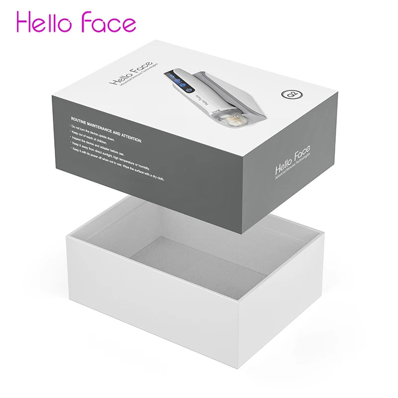 Hello Face Q2 Electric Microneedle, Smart Dock, 700mAh Battery, 5 Speeds, 2PCS Titanium needle 0.25 mm, Red/Blue LED and EMS