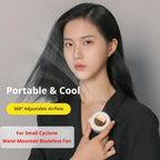 Portable Silent Mini Bladeless Electric Fan,Small fan Clip on Shirt Waist Mini Bladeless Fan Adjustable 3-Speed For Outdoor