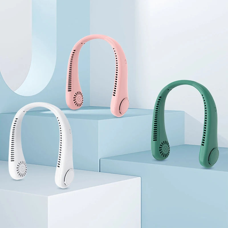 Portable Neck Fan 3 Speeds Mode Adjustable Stretchable Neck Fan Blow Air For Cooling Hand Free 4000mAh Rechargeable
