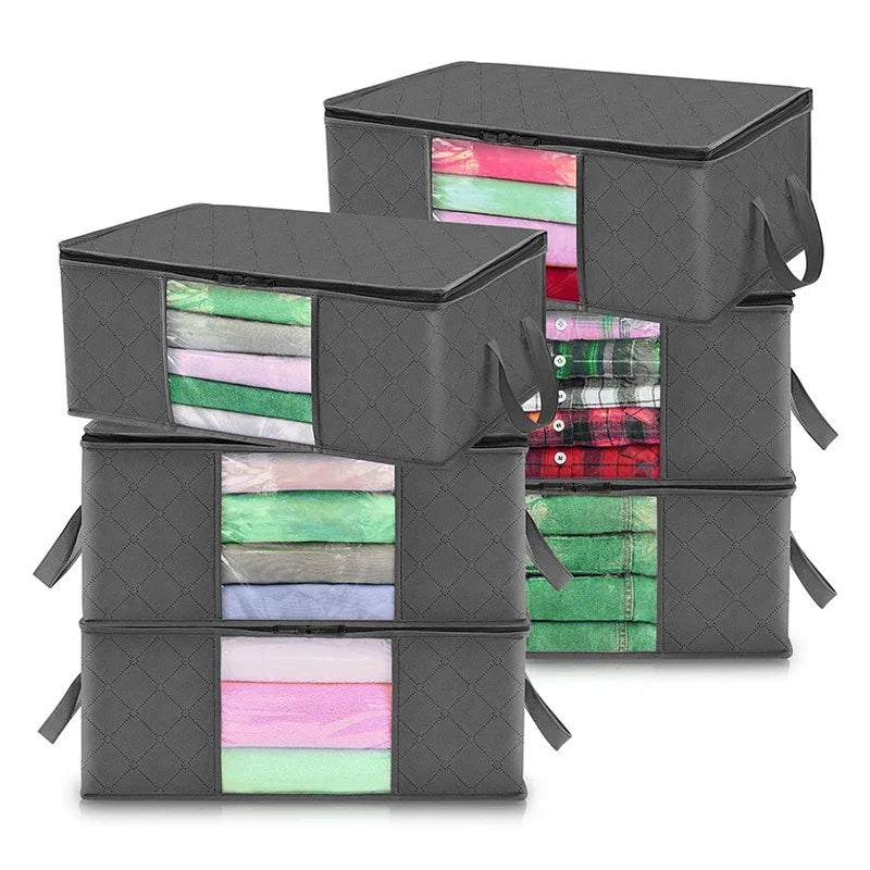 1/3/6PCS Foldable Clothes Storage Bag Large Capacity Blanket Storage Bag Storage Containers for Home Organizing Bedroom Clothing