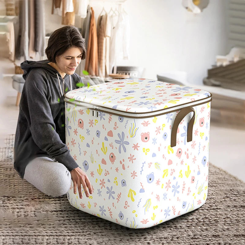 Extra Large Handle Storage Bag - Portable Clothing And Quilt Organizing Bag with Window, Durable Polyester Material, Suitable Fo