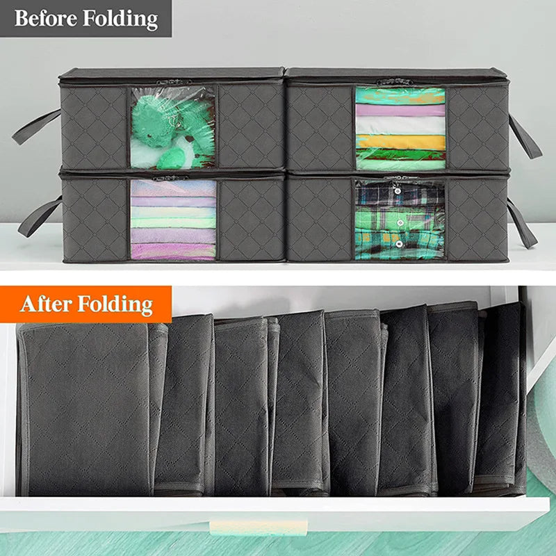 1/3/6PCS Foldable Clothes Storage Bag Large Capacity Blanket Storage Bag Storage Containers for Home Organizing Bedroom Clothing