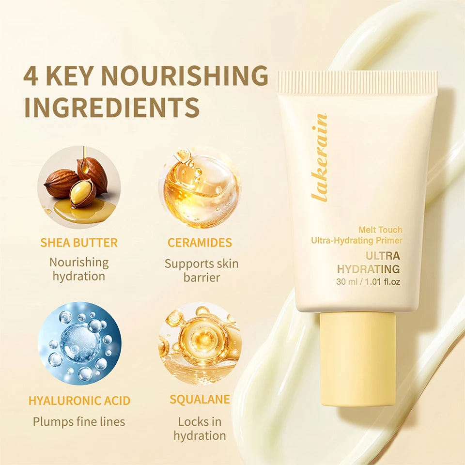 برايمر 3 في 1 Melt Touch Buttery Glow Makeup Base فائق الترطيب يدوم طويلاً يقلل المسام وينعم الخطوط الدقيقة ويفتح البشرة ويخفي العيوب