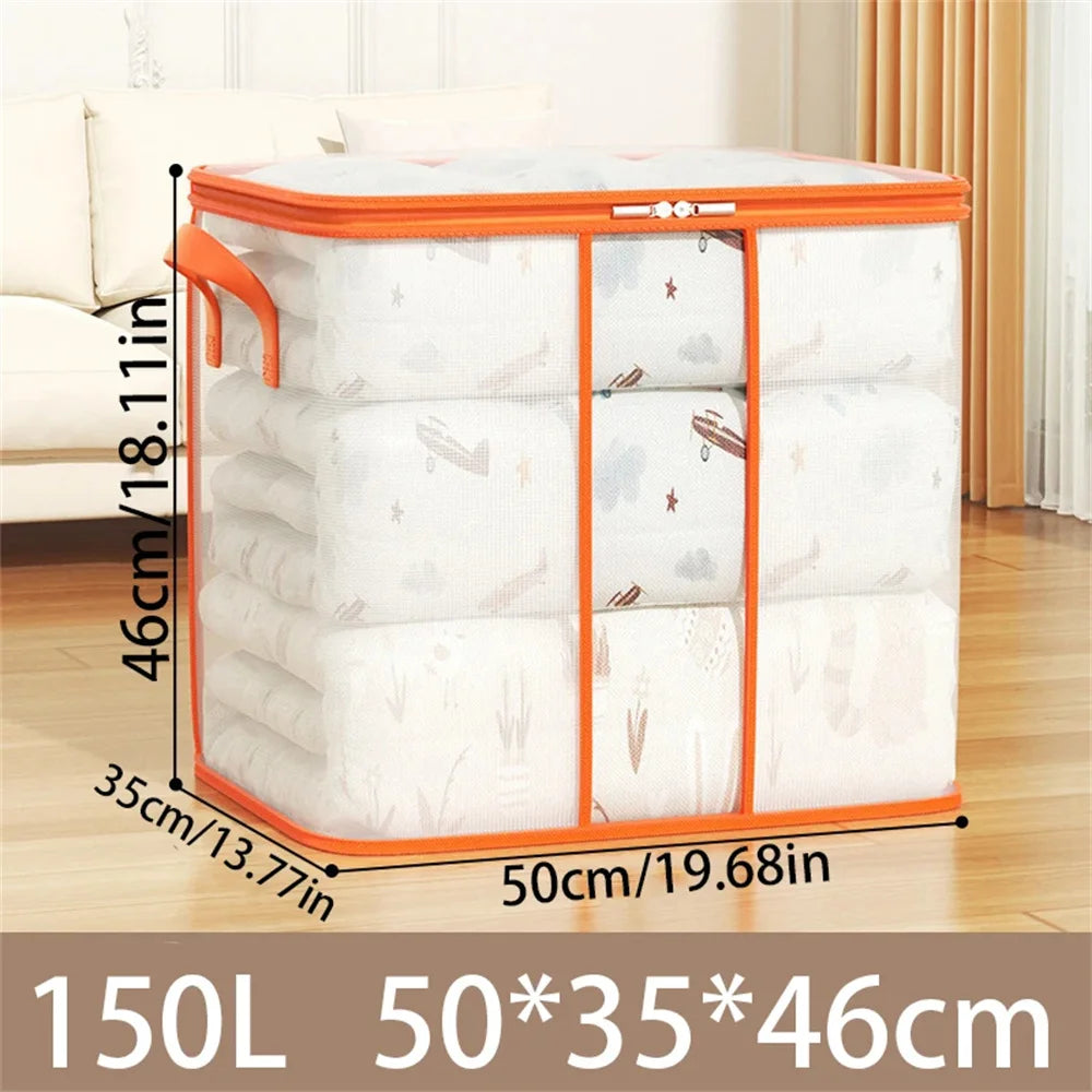 Extra Large Handle Storage Bag - Portable Clothing And Quilt Organizing Bag with Window, Durable Polyester Material, Suitable Fo