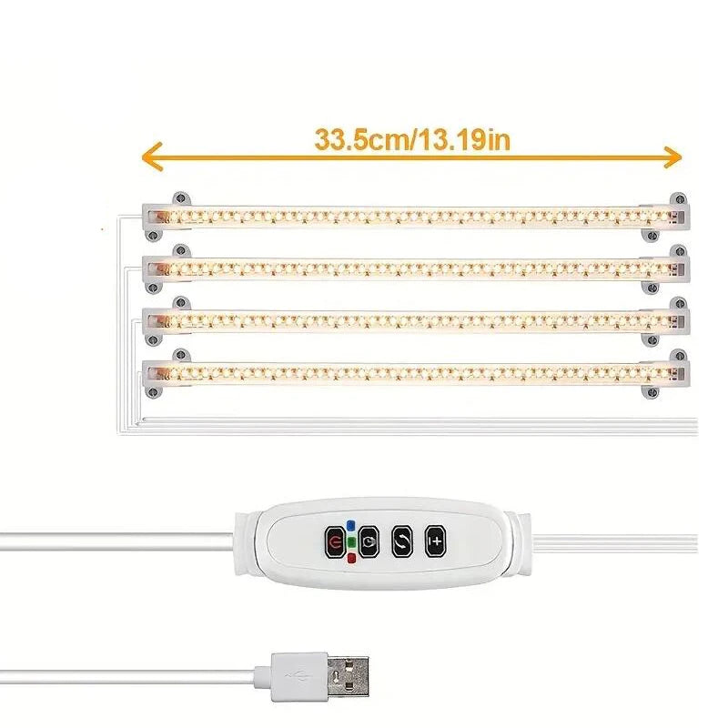 4/3/2/1PC, Indoor Grow Light,Full Spectrum LED Light Strip with Auto Timer 3/9/12H, Dimmable Sun Class Grow Light(No 5V 2A Plug