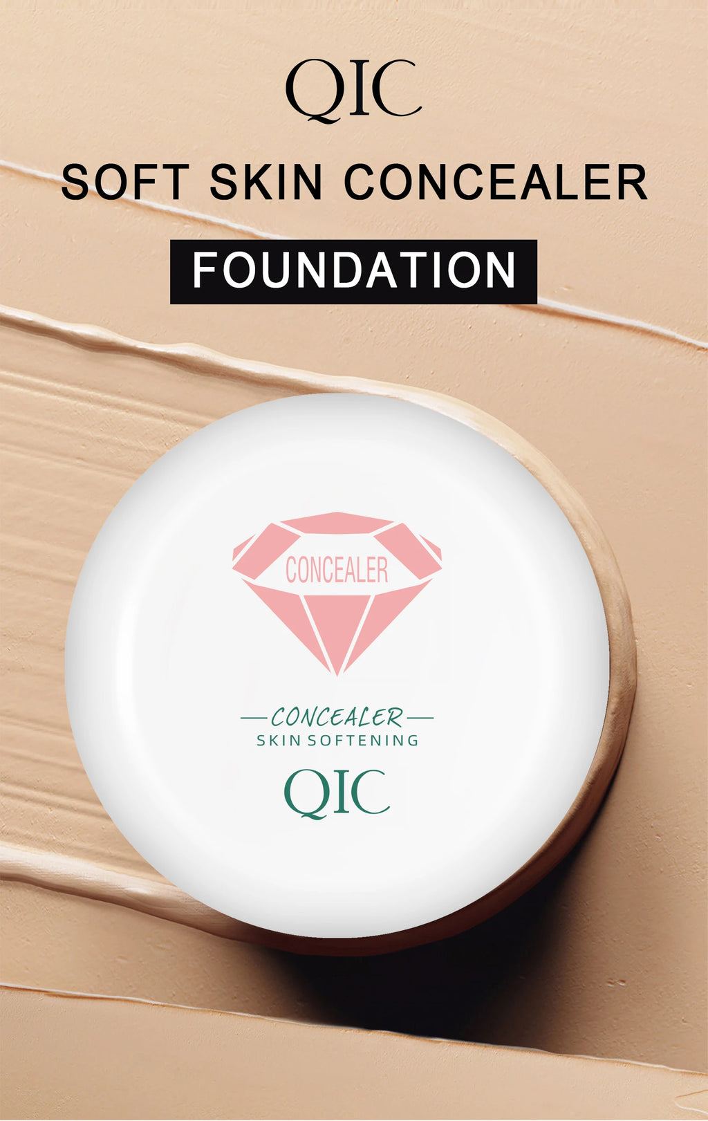 كريم خافي العيوب QIC المقاوم للماء والعرق - يغطي الوشم، كريم أساس يدوم طويلاً، طبيعي، تغطية كاملة، لجميع أنواع البشرة
