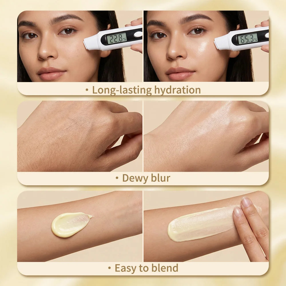 برايمر 3 في 1 Melt Touch Buttery Glow Makeup Base فائق الترطيب يدوم طويلاً يقلل المسام وينعم الخطوط الدقيقة ويفتح البشرة ويخفي العيوب