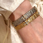 Bellux Italian hand woven cross bracelet s925 silver plated 18K gold synthetic zircon high-quality jewelry bangle