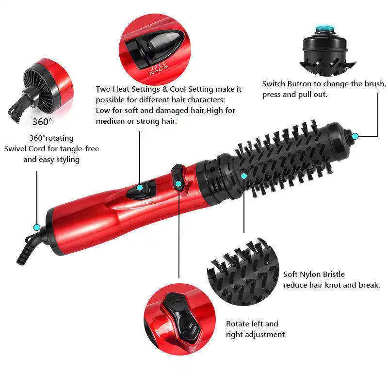 3 in 1 Hot Air Brush, Negative Ion Hair Dryer & Volumizer, Tool for Smooth Hair, Suitable for Home & Travel