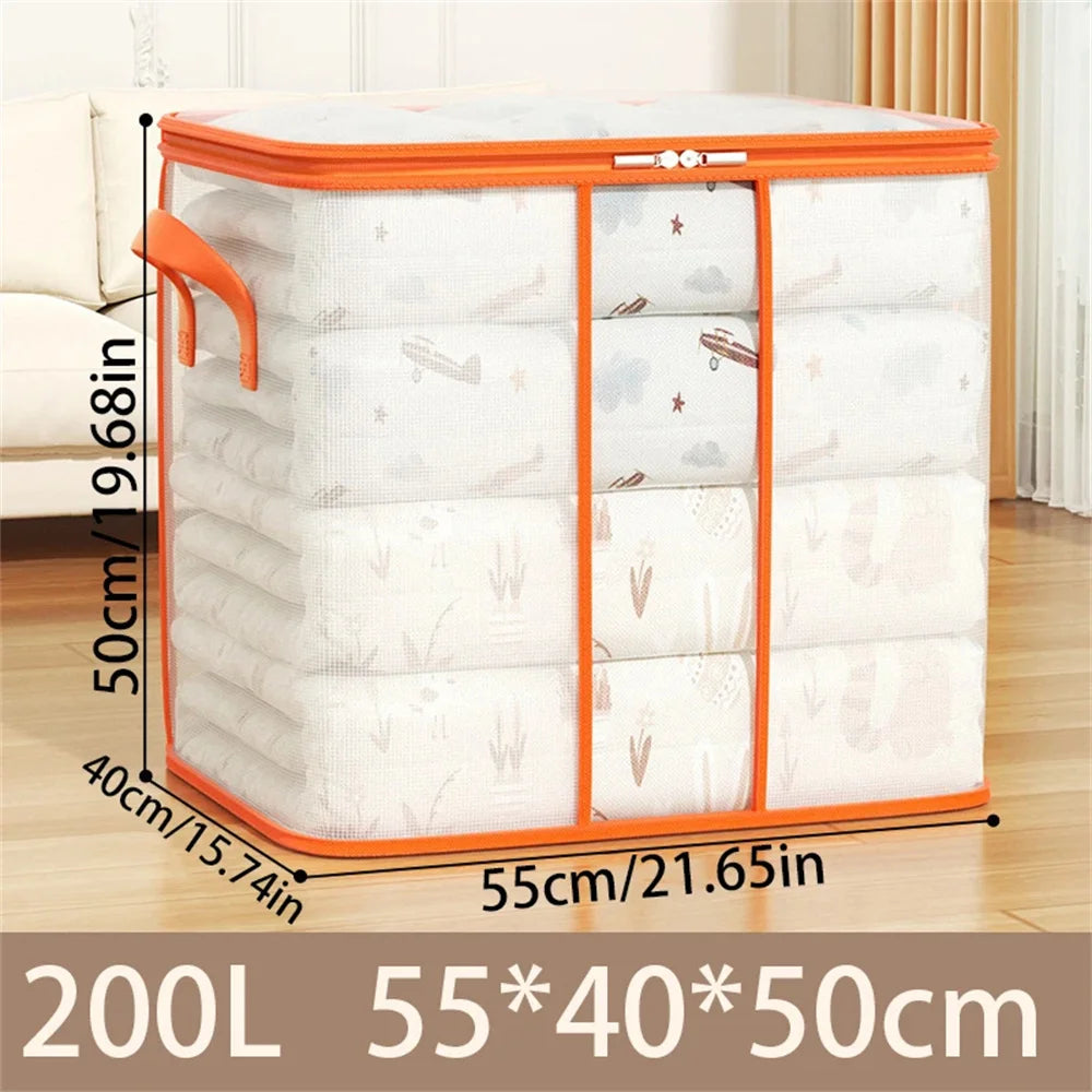 Extra Large Handle Storage Bag - Portable Clothing And Quilt Organizing Bag with Window, Durable Polyester Material, Suitable Fo
