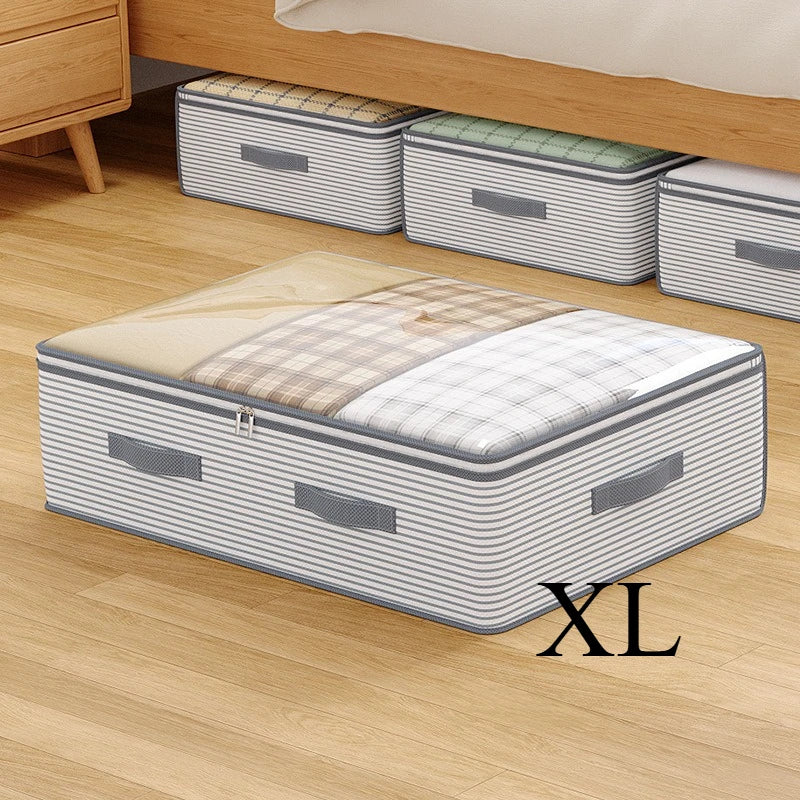 Large Storage Organizer Bag -Heavy-Duty Non-Woven Fabric with Clear Window, Multi-Layer Clothing Organizer for Closet, Under-Bed