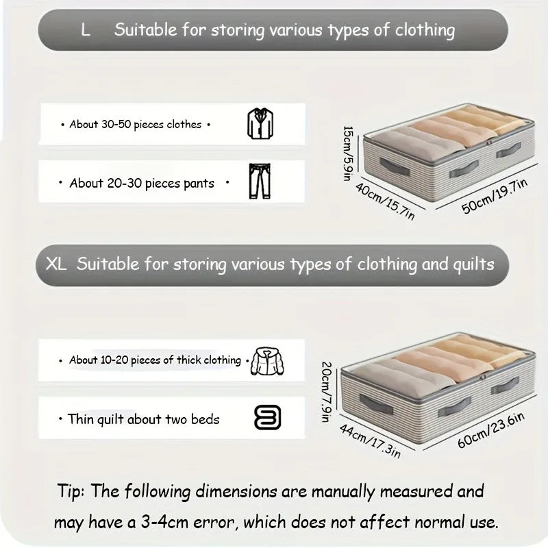 Large Storage Organizer Bag -Heavy-Duty Non-Woven Fabric with Clear Window, Multi-Layer Clothing Organizer for Closet, Under-Bed