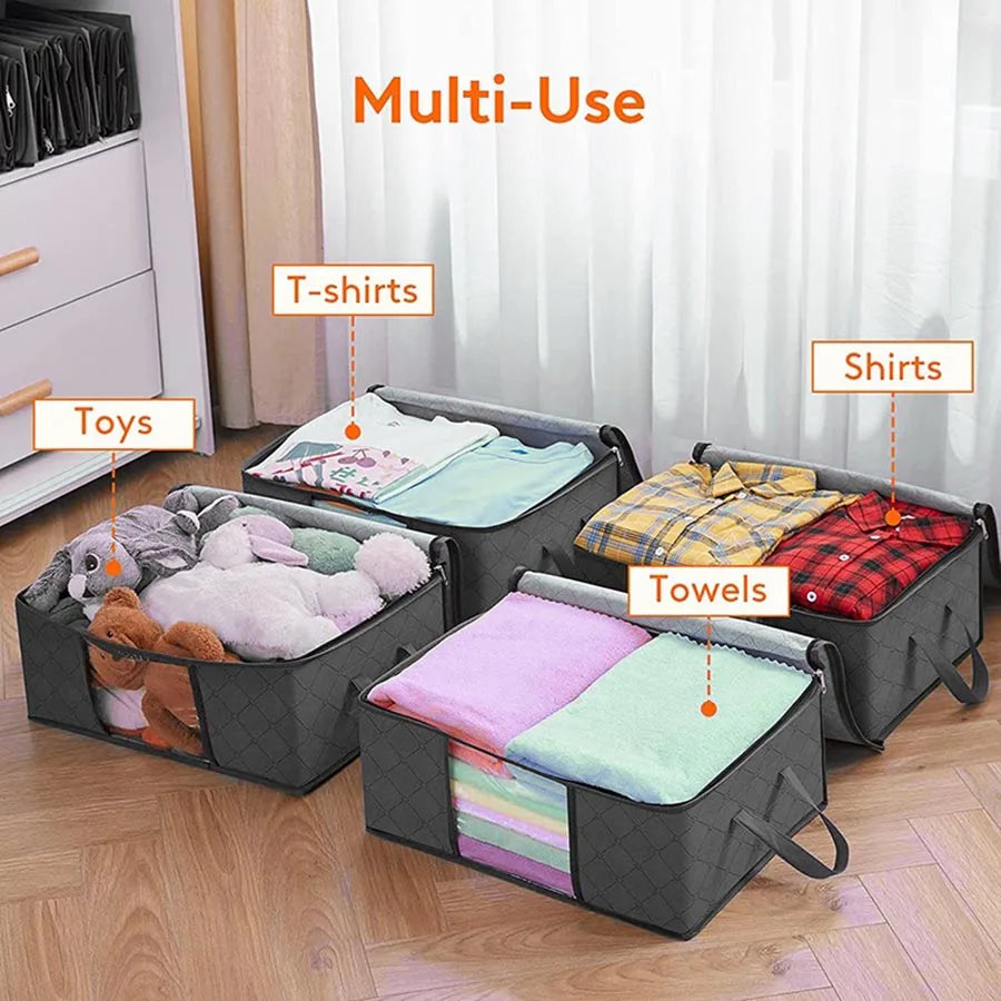 1/3/6PCS Foldable Clothes Storage Bag Large Capacity Blanket Storage Bag Storage Containers for Home Organizing Bedroom Clothing