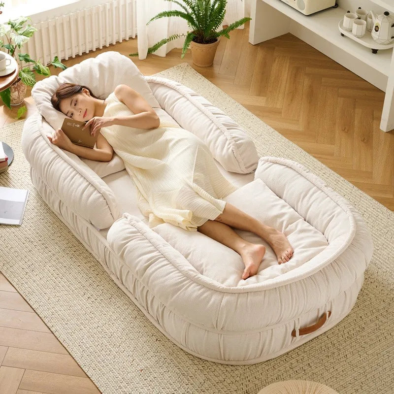 OMGD Lazy Couch Human Kennel Couch Bed Sheets Human Double Internet Celebrity Balcony Folding Huge Room Bedroom Tatami