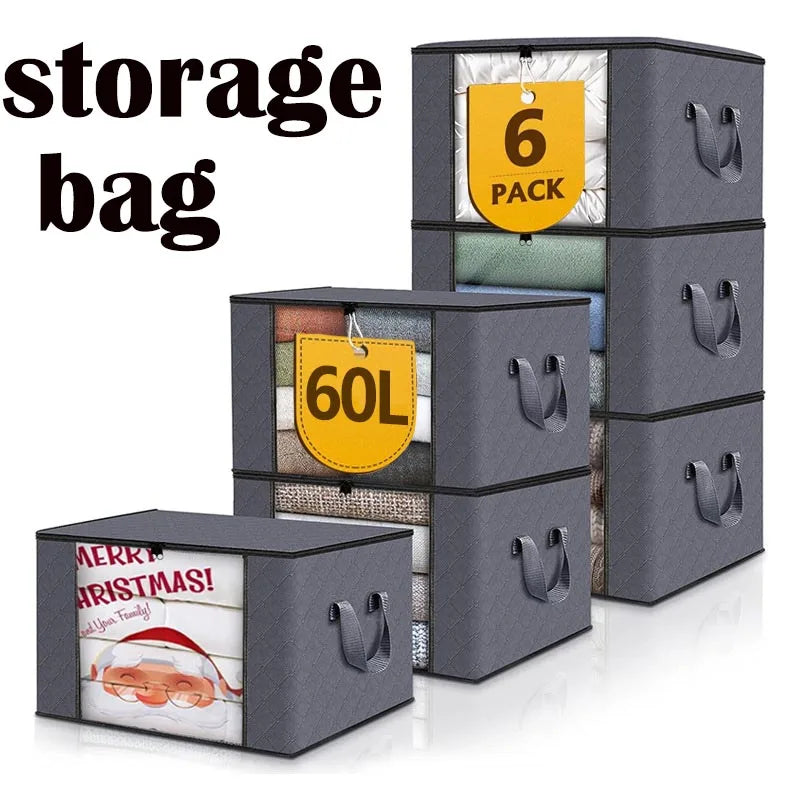 1/3/6PCS Foldable Clothes Storage Bag Large Capacity Blanket Storage Bag Storage Containers for Home Organizing Bedroom Clothing