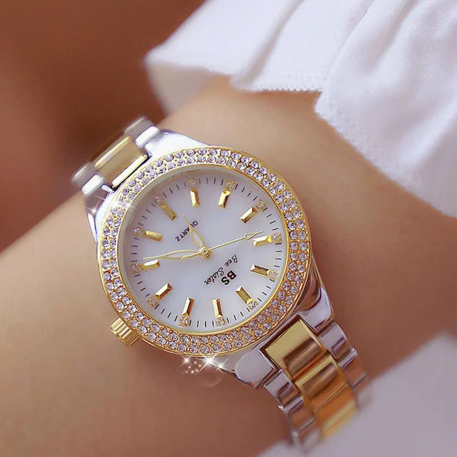 Women Wrist Watches For Ladies Dress Gold Watch Crystal Diamond Women Watches Stainless Steel Silver Clock Montre Femme