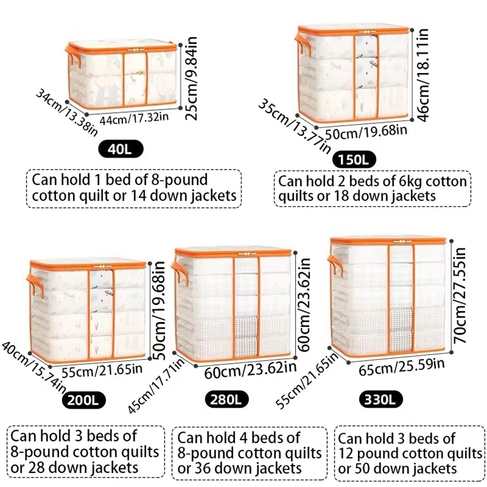 Extra Large Handle Storage Bag - Portable Clothing And Quilt Organizing Bag with Window, Durable Polyester Material, Suitable Fo