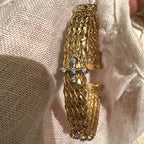 Bellux Italian hand woven cross bracelet s925 silver plated 18K gold synthetic zircon high-quality jewelry bangle