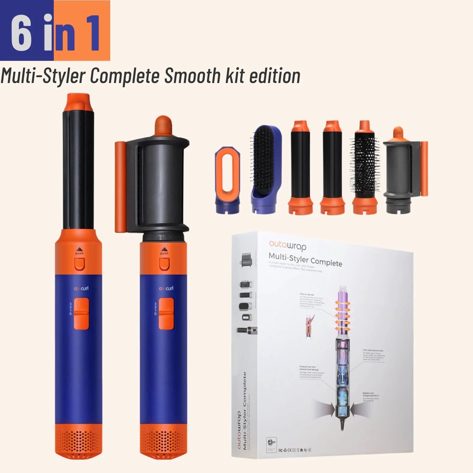 6 in 1 Hair Dryer Multi Styler With Hair Brush Curling Iron Hair Straightener Personal Care Styling Tool Hair Dryer Multi Styler